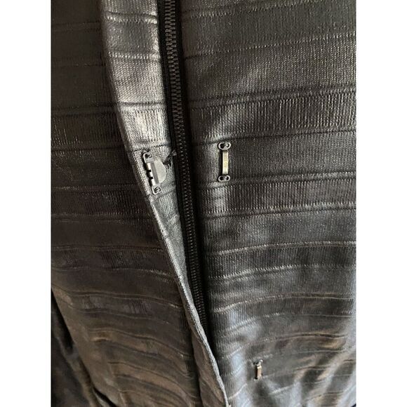 ESCADA Black Coat Size 6, Coated Wool Shiny Trumpet Sleeve Fall Winter Jacket 36 - Picture 5 of 12